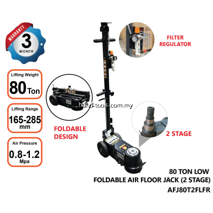 X5 AFJ80T2FLFR – 80 Ton Low Profile 2-Stage Air Hydraulic Floor Jack with Filter Regulator (Foldable)